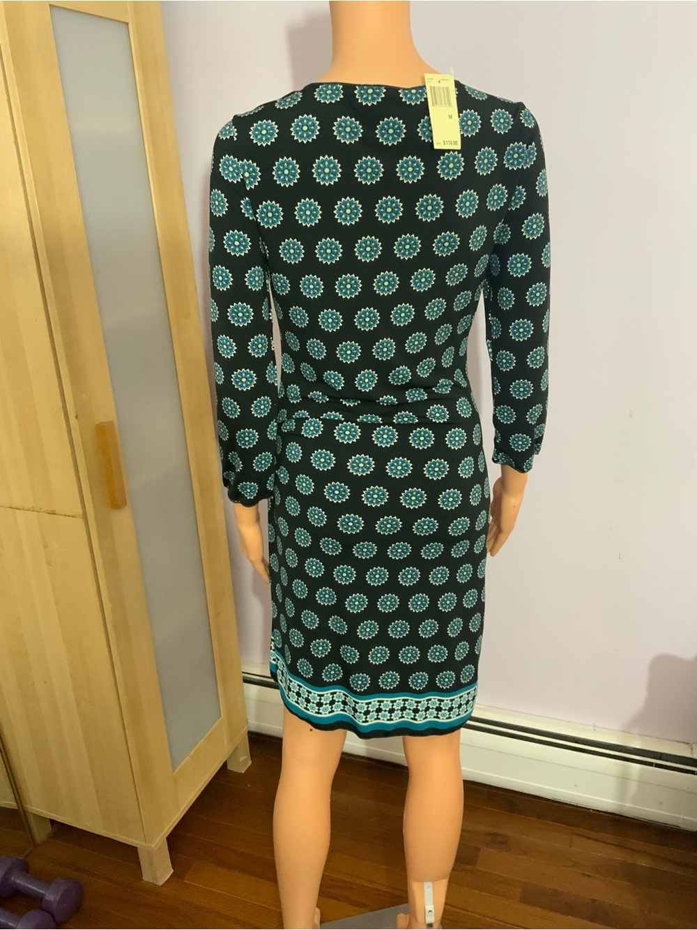 Max Studio Black Dress with Teal Medallion Print - Picture 3 of 3